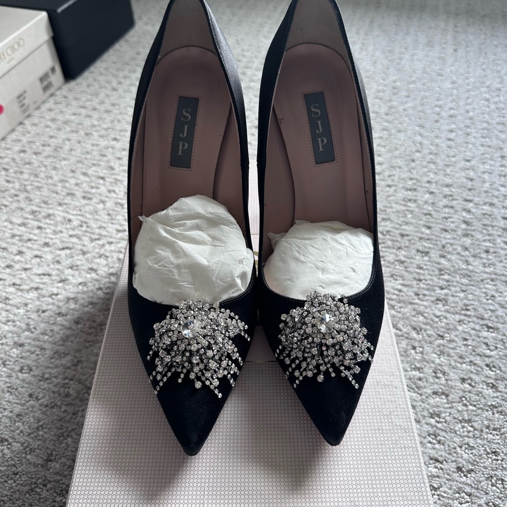 SJP by Sarah Jessica Parker Black Heels with Silver Embellishments